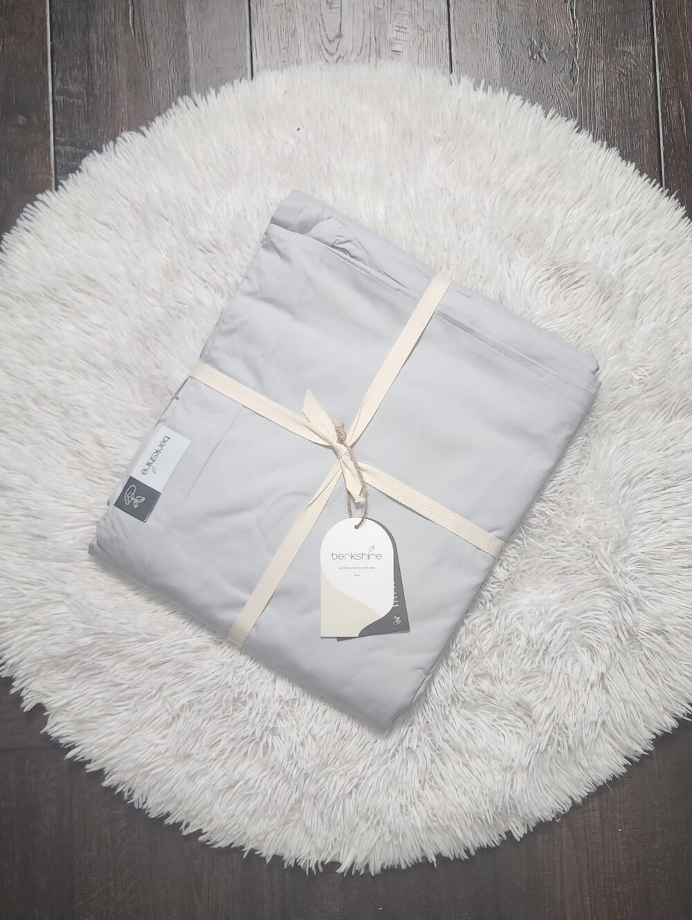 NEW! Berkshire 100% Organic Percale Cotton Duvet Set - KING - Light Grey